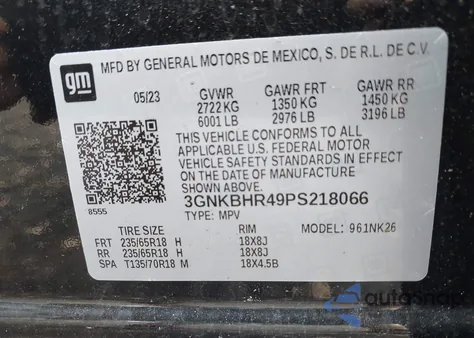 2023 Chevrolet Blazer Awd 2Lt from USA, damaged, VIN 3GNKBHR49PS218066